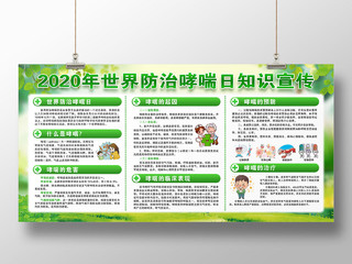 清新绿2020年世界防治哮喘日知识宣传展板